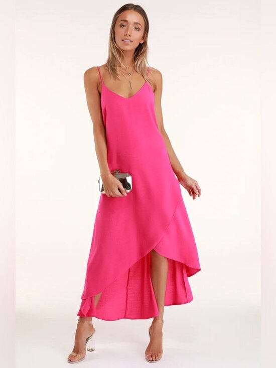Lulus Dresses & Skirts - Lulus Sweet Surprise Bright Pink High-Low Maxi Dress